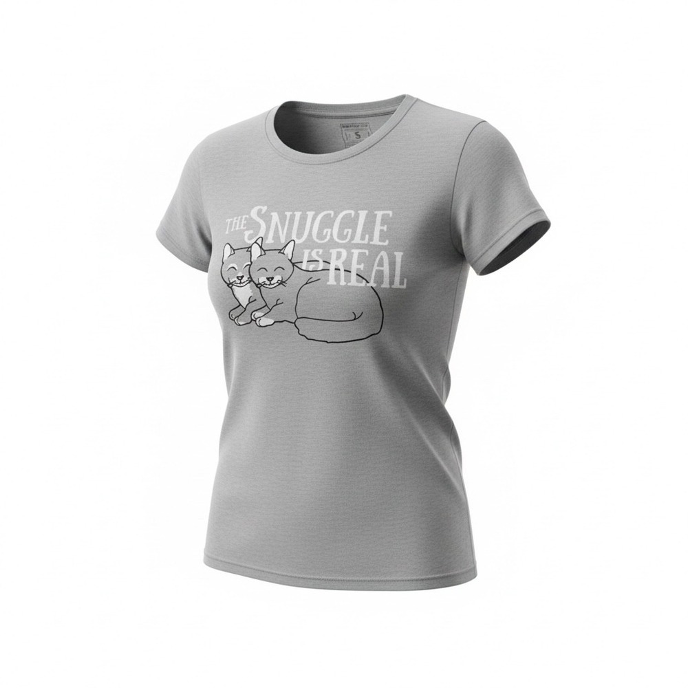 SnorgTees‎ Womens S Graphic T Shirt The Snuggle Is Real Cats Grey Short Sleeve